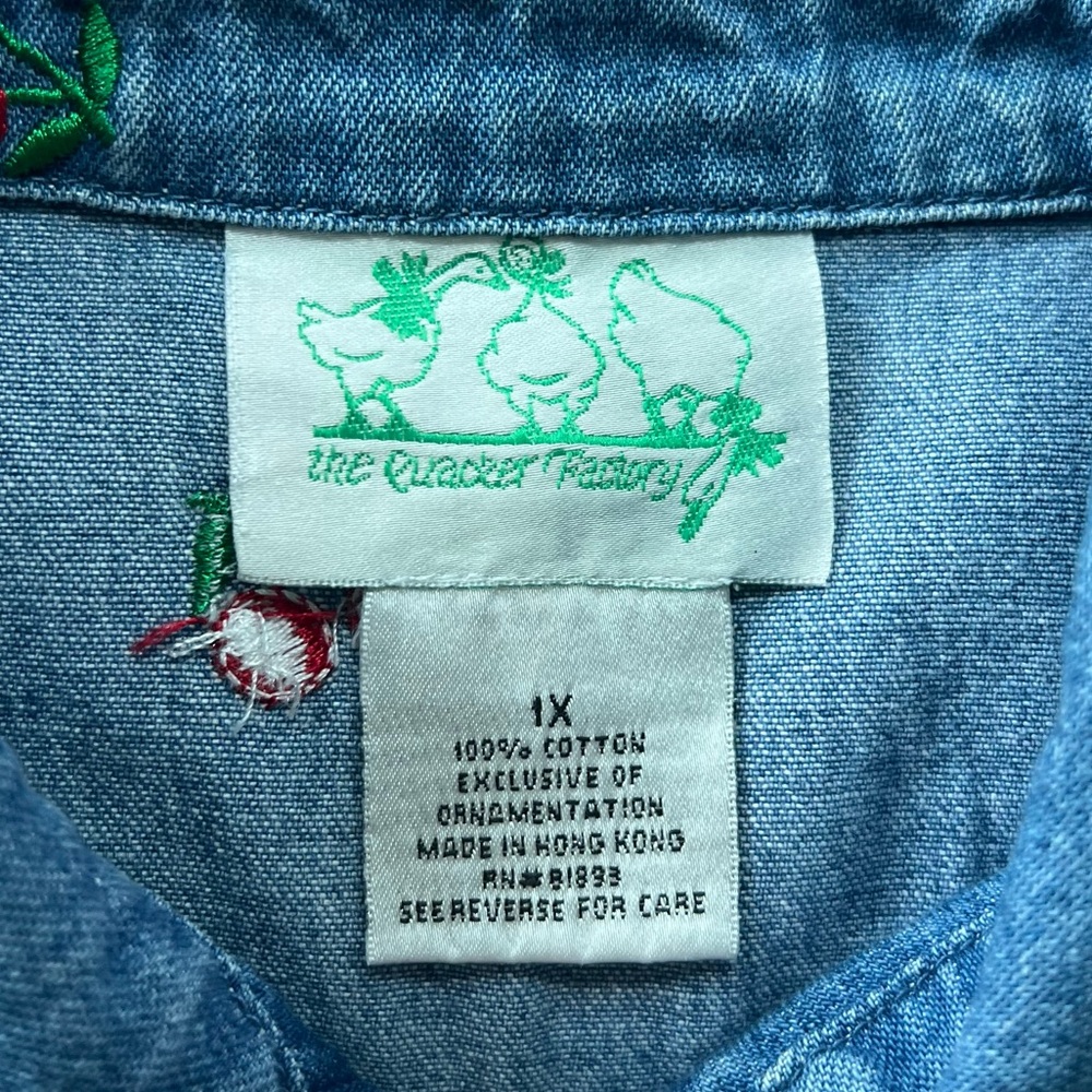 Vintage Cherry Embroidered Denim Jacket Shirt The Quacker Factory - Picture 11 of 13